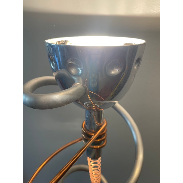 Metal 1980s Italian Memphis Design Atomic Aluminum Copper Torchier Floor Lamp Ettore Sottsass Ron Arad Style For Sale - Image 7 of 12