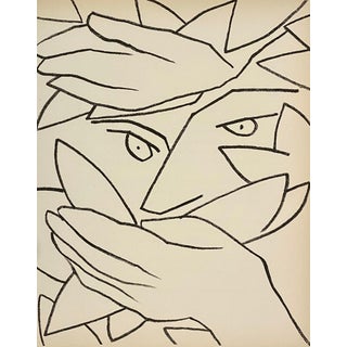 Françoise Gilot, Hiding Head Original French Mourlot Modernist Lithograph, 1950s Francois Gilot, 1951 For Sale