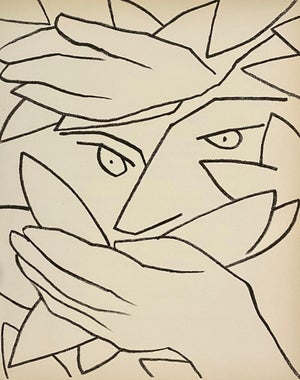 Françoise Gilot, Hiding Head Original French Mourlot Modernist Lithograph, 1950s Francois Gilot, 1951