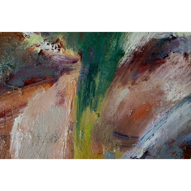1970s Manette Van Hamel Signed Abstract Expressionist Oil Painting on Canvas 1970s For Sale - Image 5 of 9