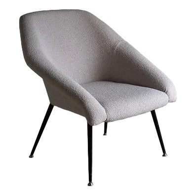 Gray Boucle Shell Armchair, Germany, 1960s For Sale