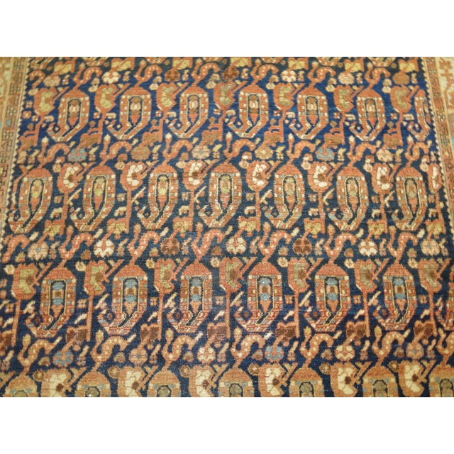 Early 20th Century Early 20th Century Blue Terracotta Oriental Gallery Size Persian Malayer Paisley Rug For Sale - Image 5 of 6