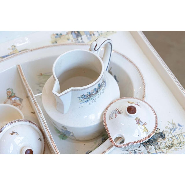French Sarreguemines Late 19th Century Miniature Sink with Pastoral Scenes For Sale - Image 10 of 11