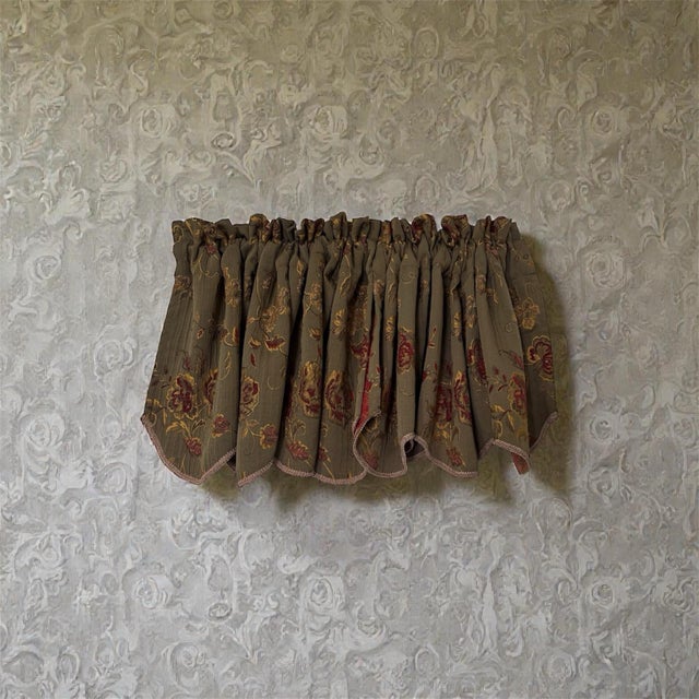 Textile Vintage Green Floral Valances 18x55 Each One Pair For Sale - Image 7 of 11
