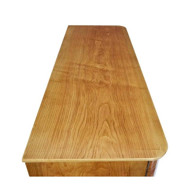 Oval 19th century birch empire center table from 1860. Beautiful Swedish birch center table. Oval top surface with matched...