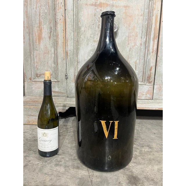 Large Antique French Hand Blown and Painted Wine Bottle, Normandy, Circa 1880s For Sale - Image 9 of 9
