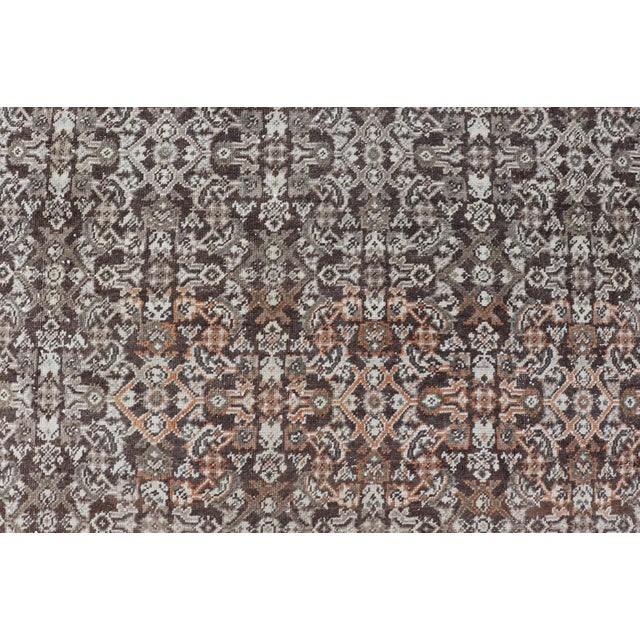 Antique Mahal Persian Carpet With All-Over Herati Design in Ivory, Gray & Brown 10'4 X 17'3 For Sale - Image 9 of 16