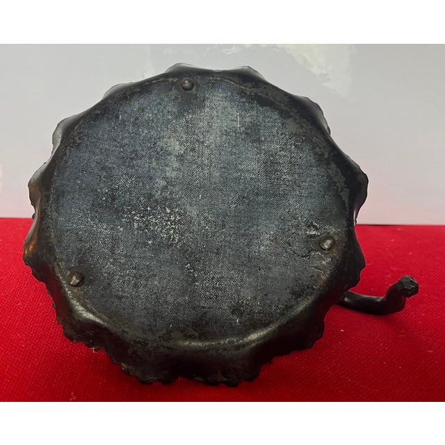 Black Antique Early 20th Century American Arts & Crafts Bronzed Iron Turkey Bird Card Tray For Sale - Image 8 of 15