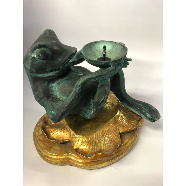 Art Deco Frederick Cooper Bronze Frog Paradise Candle Holder For Sale - Image 3 of 7
