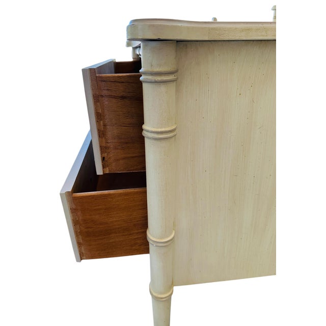 Vintage Henry Link Bali Hai Faux Bamboo Nightstand – Original Cream Finish For Sale In Tampa - Image 6 of 12