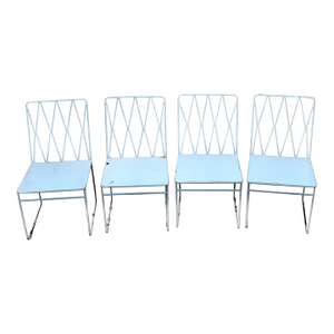 Vintage French Wrought Iron Garden or Patio Chairs - Set of 4