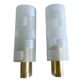 Vintage Space Age Brass and Glass Sconces, 1970s, Set of 2 For Sale