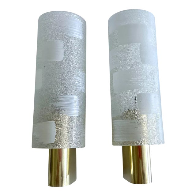Vintage Space Age Brass and Glass Sconces, 1970s, Set of 2 For Sale