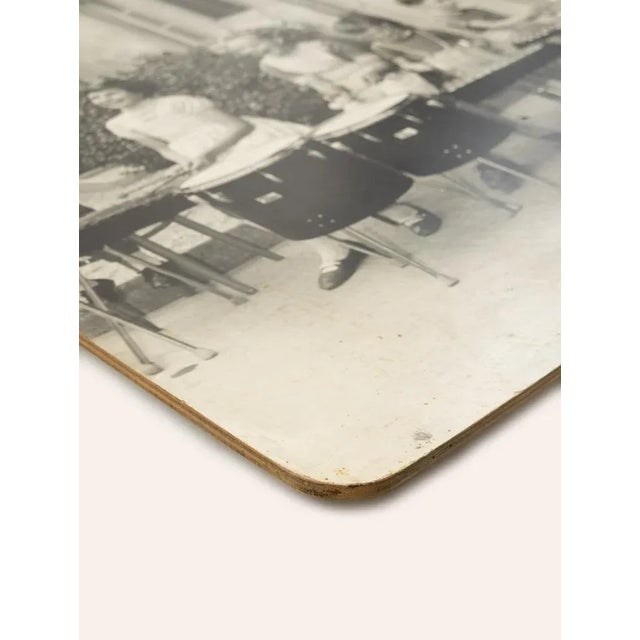 1940s Drumming Kids, Black & White Photograph on Wooden Board, 1940s For Sale - Image 5 of 11