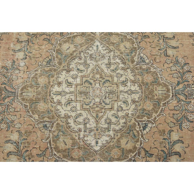 Tabriz Rug 7’9” X 10’8” Pink Wool Vintage Distressed Hand-Knotted Carpet For Sale In Philadelphia - Image 6 of 15