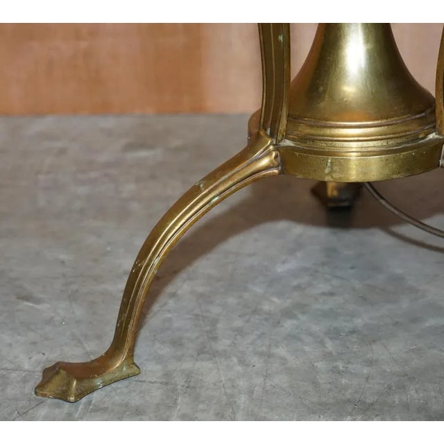 Antique Art Nouveau Brass Height Adjustable Standing Floor Lamp with Sculptured Frame For Sale - Image 6 of 18