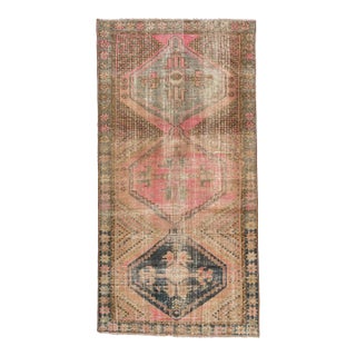 Mid 20th Century Vintage Persian Distressed Peach Handmade Medallion Wool Rug For Sale