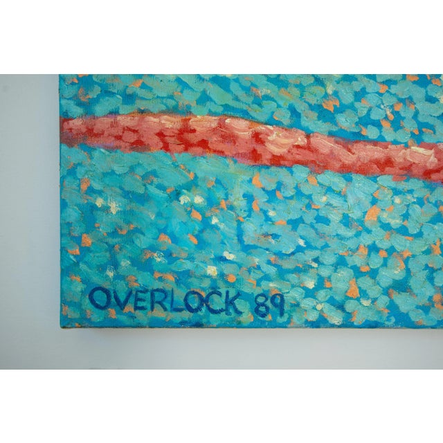 1989 "Deep Waters Run Still" Pointillist Landscape Oil Painting by Chester Overlock For Sale - Image 9 of 10