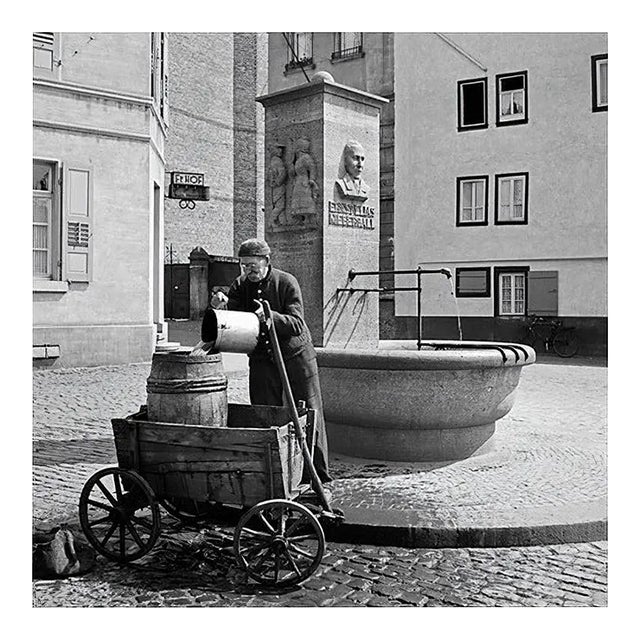 Man at Ernst Elias Niebergall Fountain Darmstadt, Germany, 1938, Printed 2021 For Sale