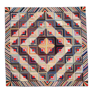 19thc Wool & Velvet Log Cabin Quilt