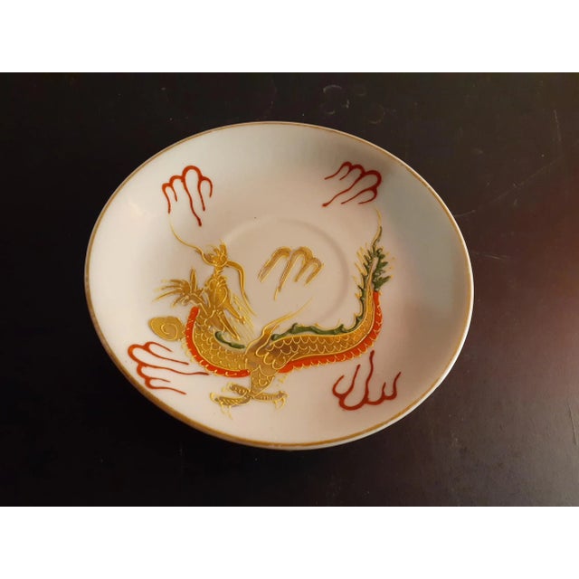 Japanese 1960s Japanese Dragonware Moriage Saucers- Set of 2 For Sale - Image 3 of 8