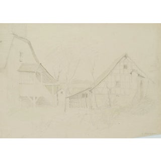 H. Christiansen, Village Square Near Bad Wimpfen, 1922, Pencil For Sale