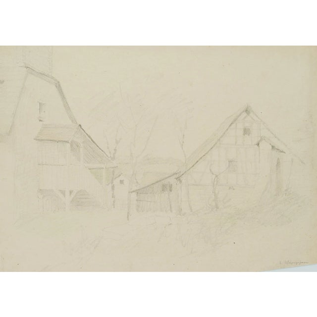 H. Christiansen, Village Square Near Bad Wimpfen, 1922, Pencil For Sale
