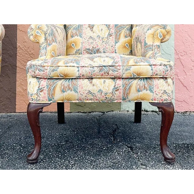 1980s Palm Beach Regency Palm Beachy Wingback Chairs - a Pair For Sale - Image 12 of 12