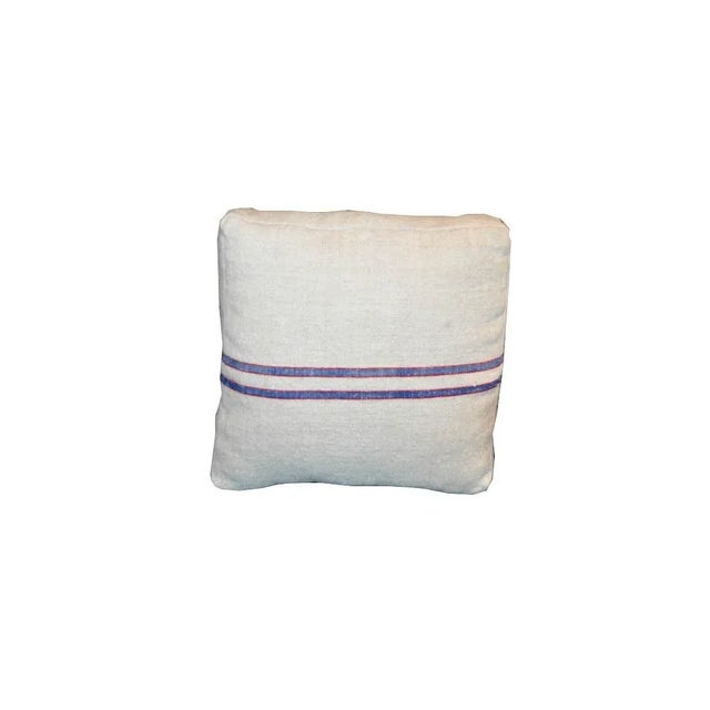 A beautiful pair of custom pillows made with antique European linen. Soft blue/red stripes on a heavy nubby texture. The...