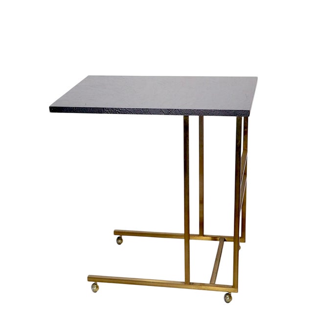 Metal 1970s Hollywood Regency Brass and Formica Serving Bar Cart For Sale - Image 7 of 12