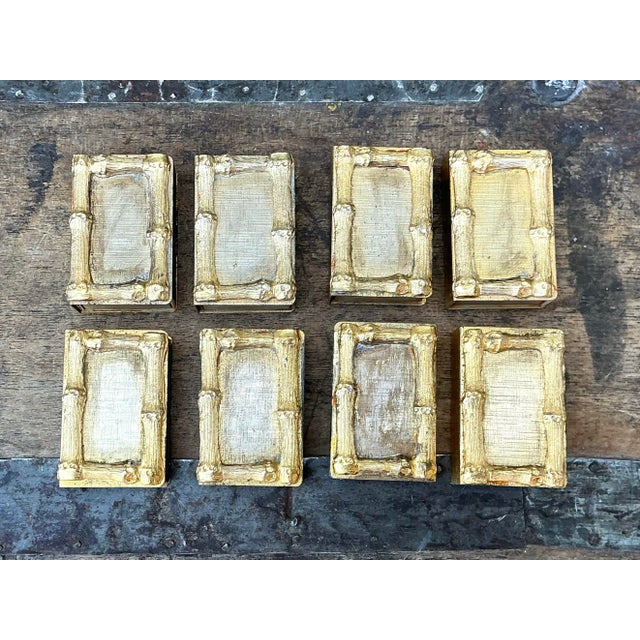 Vintage Gilt Bamboo Table Setting Personal Match Strikes - Set of 8 For Sale - Image 9 of 12