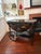 Wood Vintage Imperial Furniture Grand Rapids Chinoiserie Bar Cart | C. 1940s | Black Lacquer, Raised Gold Chinoiserie, Drop Leaf For Sale - Image 7 of 12