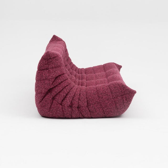 Togo Three-Seater Sofa in Burgundy Bouclet by Michel Ducaroy for Ligne Roset For Sale - Image 13 of 18