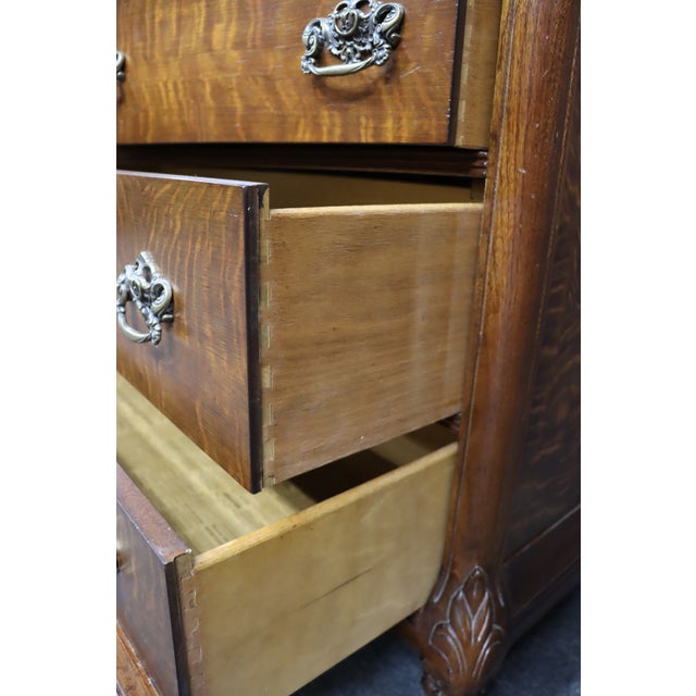 Pulaski Furniture Victorian Revival Oak Dresser With Faux Marble Top and Mirror For Sale - Image 11 of 14