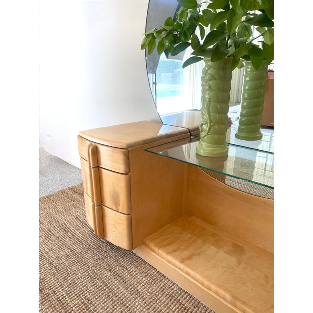 Vintage 1930s Heywood Wakefield Airflow Vanity Dressing Table Art Deco / Mid Century Modern Style For Sale - Image 15 of 18