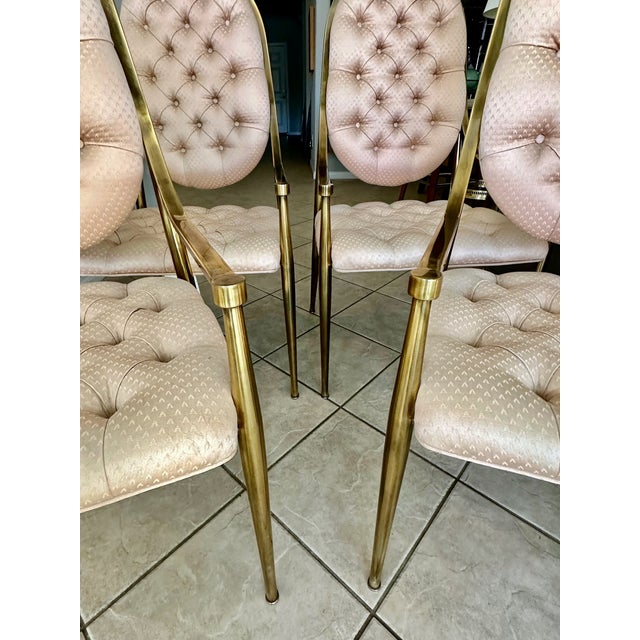 1960s Set 6 Brass Dining Armchairs by Mastercraft For Sale - Image 5 of 17