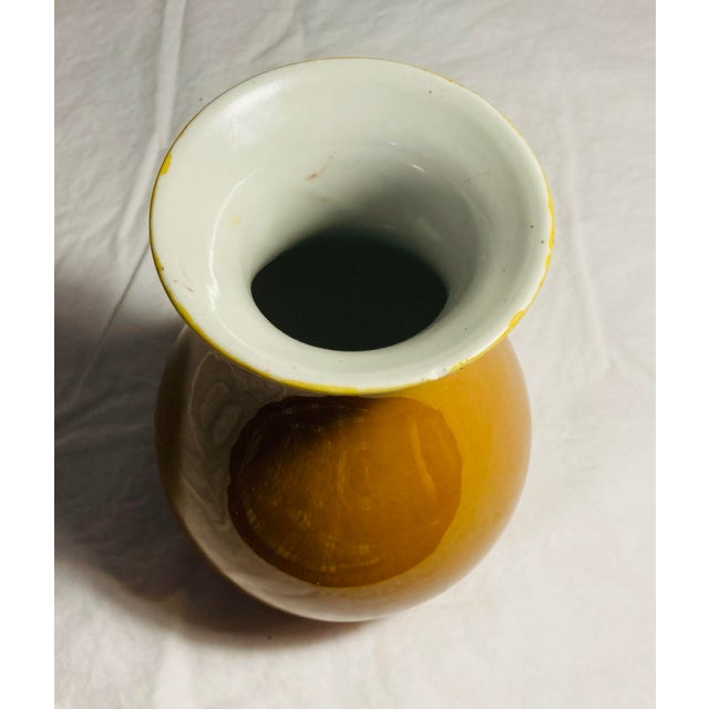 1980s Vintage Chinese Small Vase Classic Plum Shape Burnt Orange Exterior For Sale - Image 5 of 5