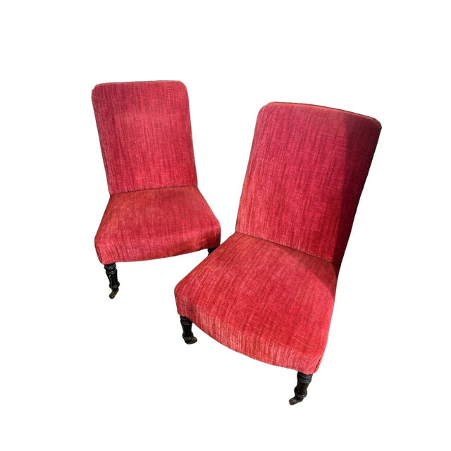 Napoleon III Armchairs in Red Velvet, 1870, Set of 2 For Sale - Image 4 of 4