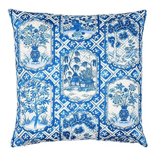 Schumacher X Johnson Hartig Ting Ting & Bodhi Tree Pillow in Blue & Pink For Sale
