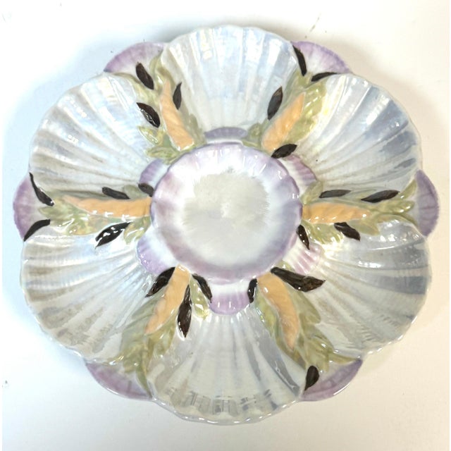 Ceramic Limoges Naturalistic Luster Oyster Plate with Deep Center Well, France For Sale - Image 7 of 12