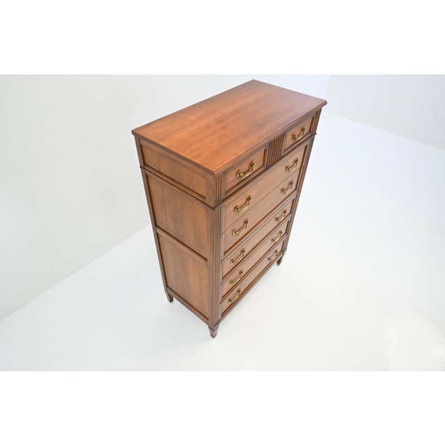 Neoclassical Kindel Furniture Neoclassical Louis XVI Style Cherry 7-Drawer Highboy Dresser For Sale - Image 3 of 16