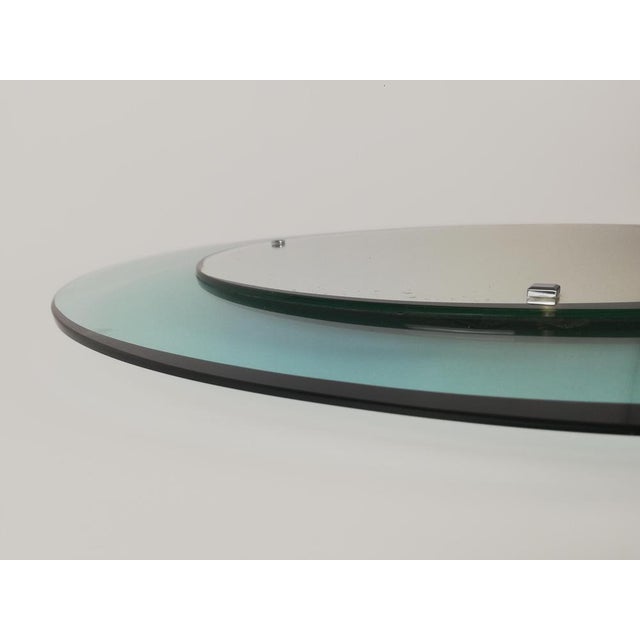 Glass Mid-Century Rounded Mirror in Turquoise Glass attributed to Veca, Italy, 1970s For Sale - Image 7 of 17