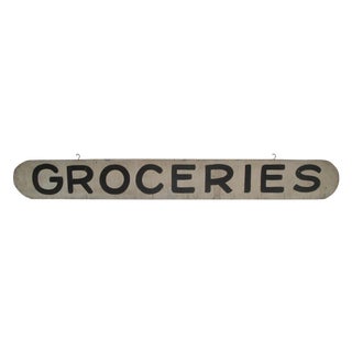Painted Wood Grocer's Store Sign For Sale