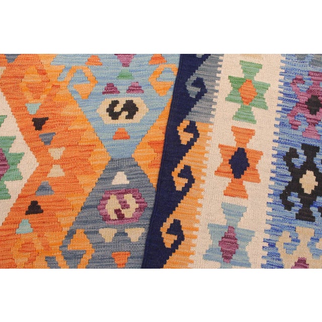 1990s Tribal Kilim Rust Blue Wool Rug - 8'5" X 10'1" For Sale - Image 4 of 7