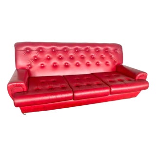Mid-Century Modern Three-Seater Sofa in Leatherette, 1960s For Sale