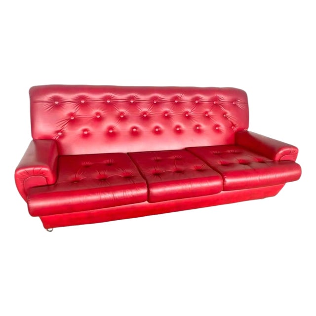 Mid-Century Modern Three-Seater Sofa in Leatherette, 1960s For Sale