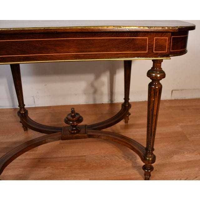 19th French Louis XV Rosewood Inlaid Center Table With Ormolu Mounts Desk For Sale - Image 9 of 18