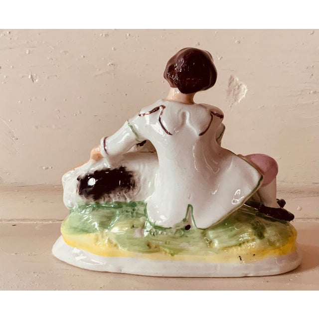 Captivating Pair of Early 20th Century English Staffordshire Mantle Figures For Sale - Image 10 of 12