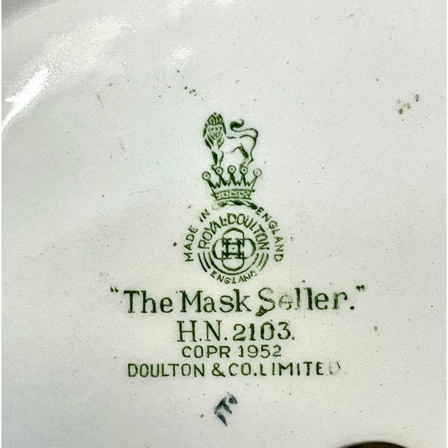 Teal Vintage Royal Doulton Mask Seller Figurine For Sale - Image 8 of 8