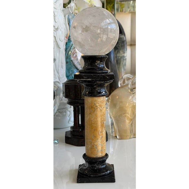 Gemstone Antique 19th C Grand Tour Cornish Marble Serpentine Orb Stand Column For Sale - Image 7 of 8